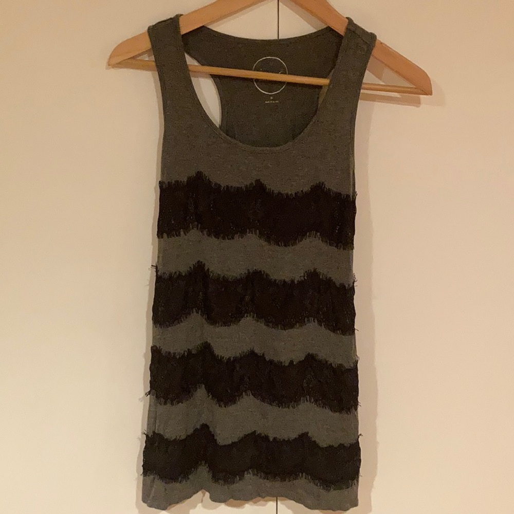 INC mixed lace racer back tank